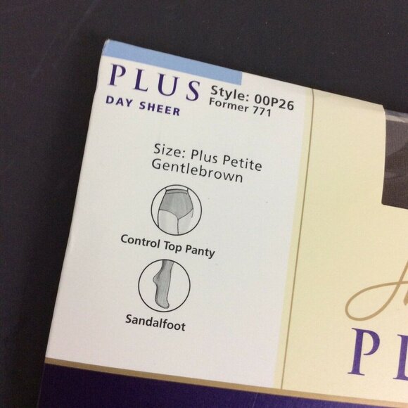 Hanes Plus Fitting Pretty Sheer Pantyhose 2 Pair Plus Petite Brown Control Top - Picture 3 of 4